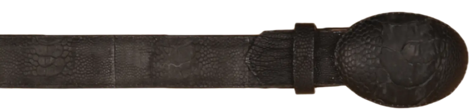 Wild West 2C11AG0505 Grasso Black Genuine Ostrich Leg Cowboy Belt