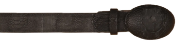 Wild West 2C11AG0505 Grasso Black Genuine Ostrich Leg Cowboy Belt