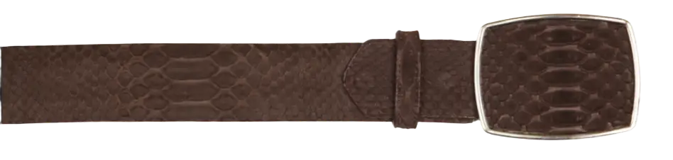 Wild West 2C11AN5707 Nubuck Brown Genuine Python Cowboy Belt
