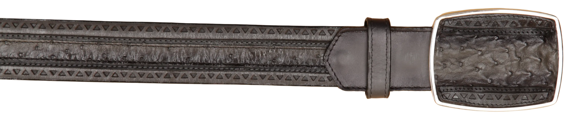 Wild West 2C25U0338 Faded Gray Genuine Ostrich Cowboy Belt Suit Essence