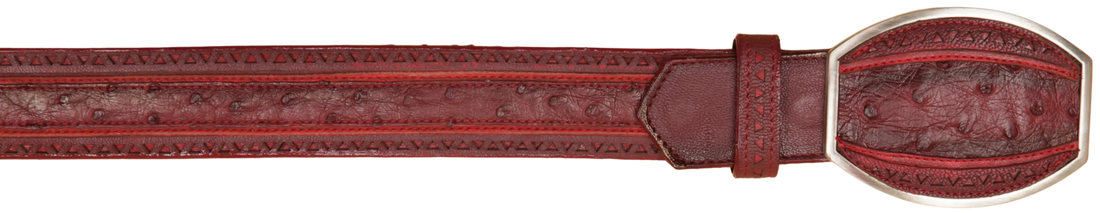 Wild West 2C25U0343 Faded Burgundy Genuine Ostrich Cowboy Belt Suit Essence