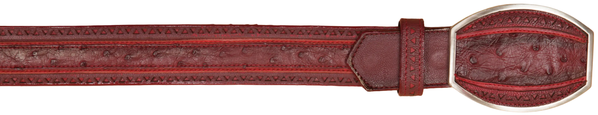 Wild West 2C25U0343 Faded Burgundy Genuine Ostrich Cowboy Belt Suit Essence