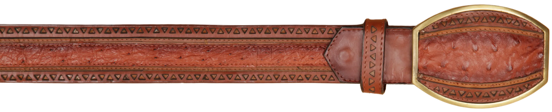 Wild West 2C25U0357 Faded Cognac Genuine Ostrich Cowboy Belt Suit Essence