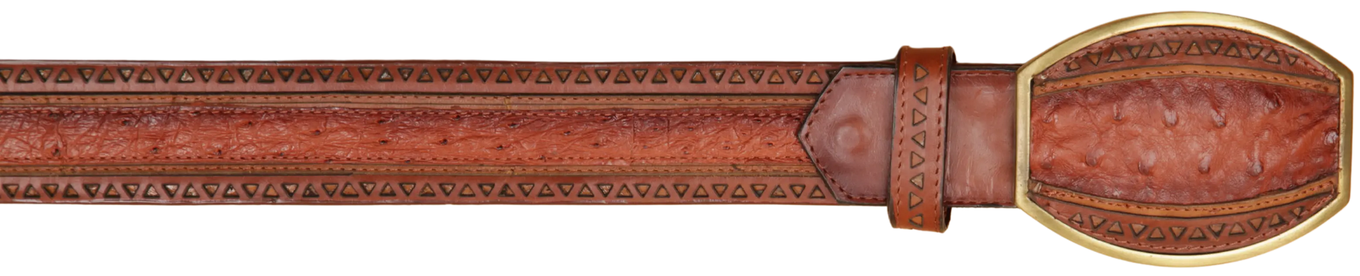 Wild West 2C25U0357 Faded Cognac Genuine Ostrich Cowboy Belt Suit Essence