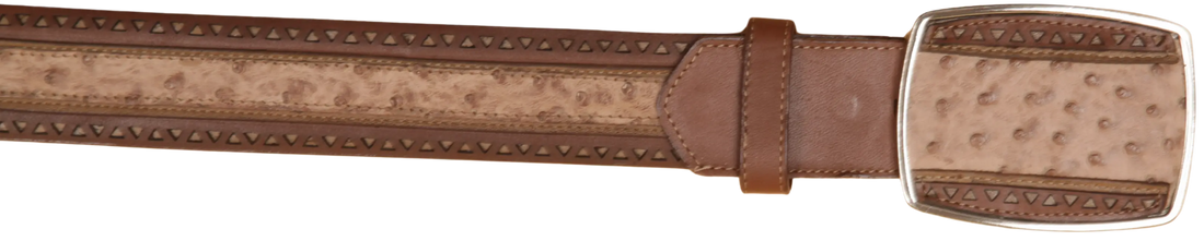 Wild West 2C25U0372 Mocha Genuine Ostrich Cowboy Belt Suit Essence