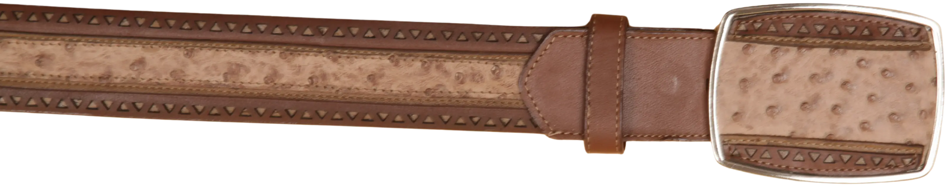 Wild West 2C25U0372 Mocha Genuine Ostrich Cowboy Belt Suit Essence