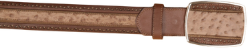 Wild West 2C25U0372 Mocha Genuine Ostrich Cowboy Belt Suit Essence