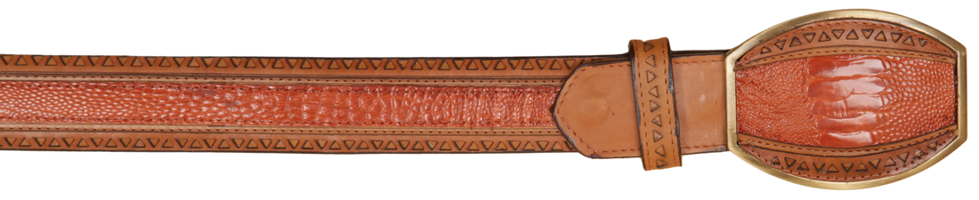 Wild West 2C25U0503 Cognac Genuine Ostrich Leg Cowboy Belt Suit Essence