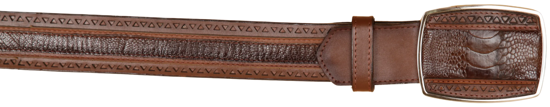 Wild West 2C25U0516 Faded Brown Genuine Ostrich Leg Cowboy Belt Suit Essence