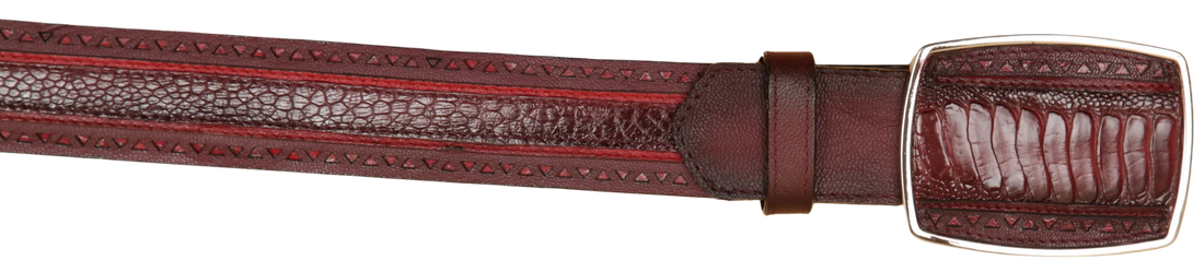 Wild West 2C25U0543 Faded Burgundy Genuine Ostrich Leg Cowboy Belt Suit Essence