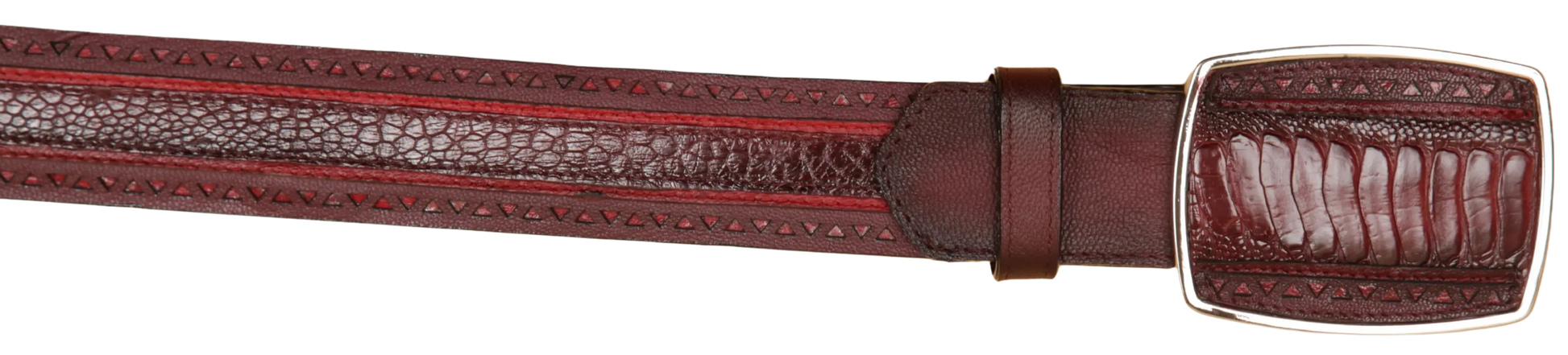 Wild West 2C25U0543 Faded Burgundy Genuine Ostrich Leg Cowboy Belt Suit Essence