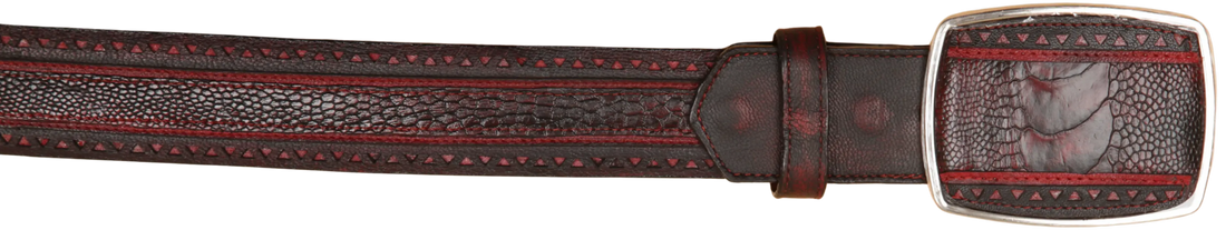 Wild West 2C25U0518 Black Cherry Genuine Ostrich Leg Cowboy Belt Suit Essence