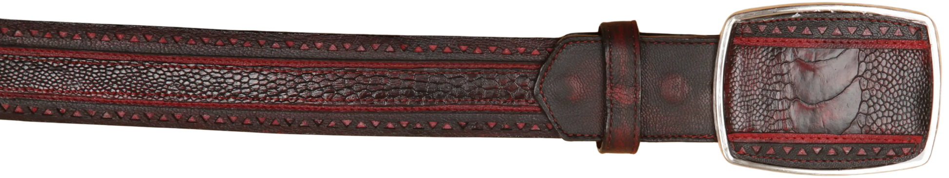 Wild West 2C25U0518 Black Cherry Genuine Ostrich Leg Cowboy Belt Suit Essence