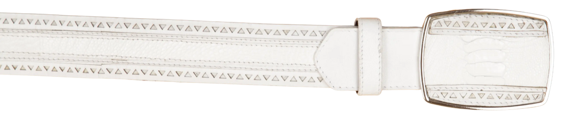 Wild West 2C25U0528 White Genuine Ostrich Leg Cowboy Belt Suit Essence