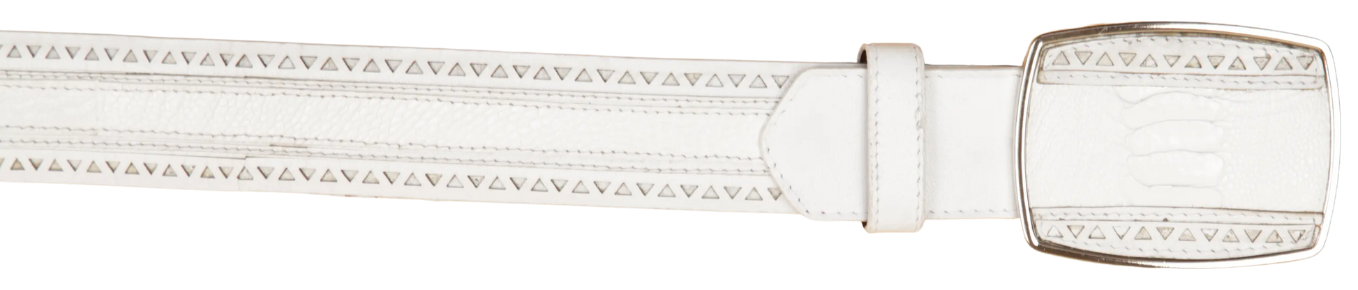 Wild West 2C25U0528 White Genuine Ostrich Leg Cowboy Belt Suit Essence