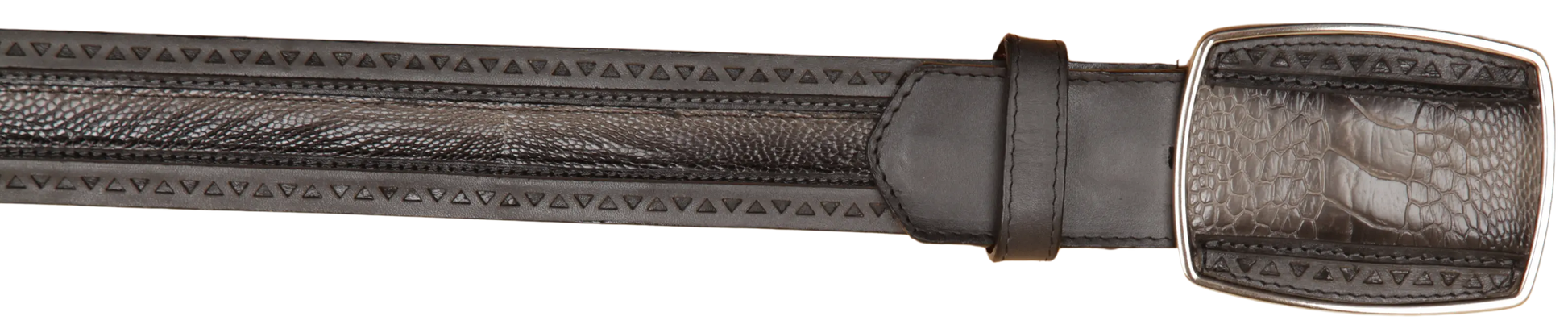 Wild West 2C25U0538 Faded Gray Genuine Ostrich Leg Cowboy Belt Suit Essence