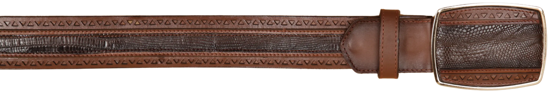 Wild West 2C25U0716 Faded Brown Genuine Teju Lizard Cowboy Belt Suit Essence