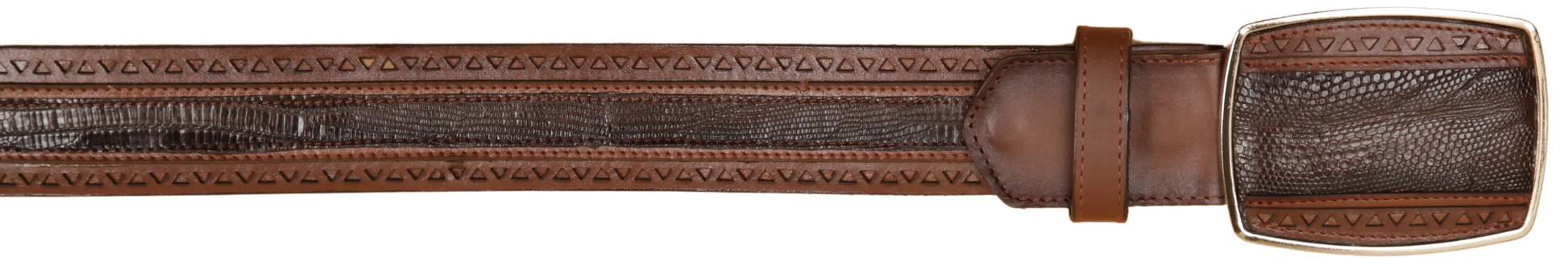 Wild West 2C25U0716 Faded Brown Genuine Teju Lizard Cowboy Belt Suit Essence