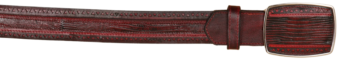 Wild West 2C25U0718 Black Cherry Genuine Teju Lizard Cowboy Belt Suit Essence