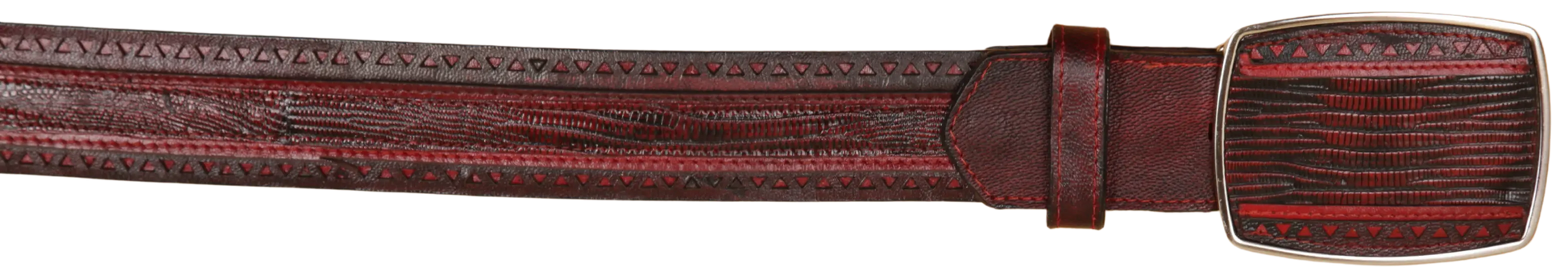 Wild West 2C25U0718 Black Cherry Genuine Teju Lizard Cowboy Belt Suit Essence