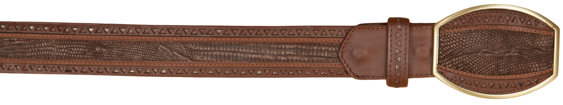 Wild West 2C25U0735 Sanded Brown Genuine Teju Lizard Cowboy Belt Suit Essence
