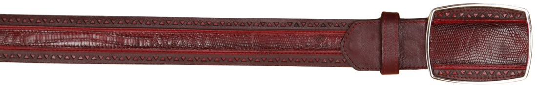 Wild West 2C25U0743 Faded Burgundy Genuine Teju Lizard Cowboy Belt Suit Essence