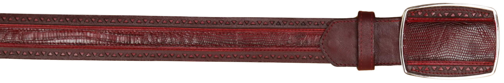 Wild West 2C25U0743 Faded Burgundy Genuine Teju Lizard Cowboy Belt Suit Essence
