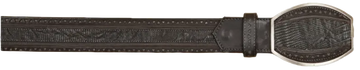 Wild West 2C25U0774 Sanded Black Genuine Teju Lizard Cowboy Belt