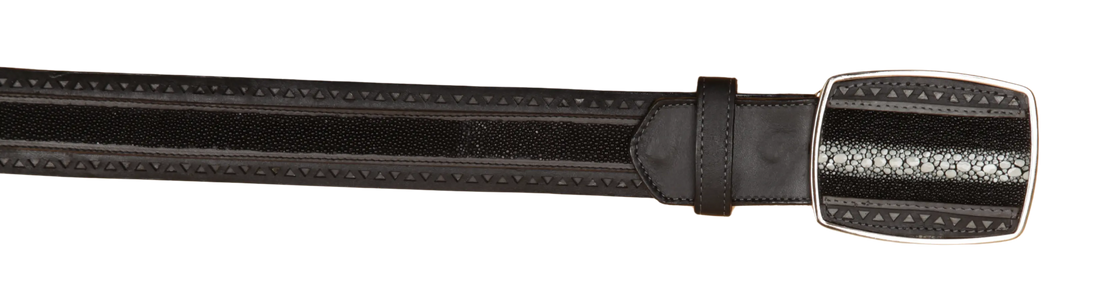 Wild West 2C25U1105 Black Genuine Rowstone Stingray Cowboy Belt