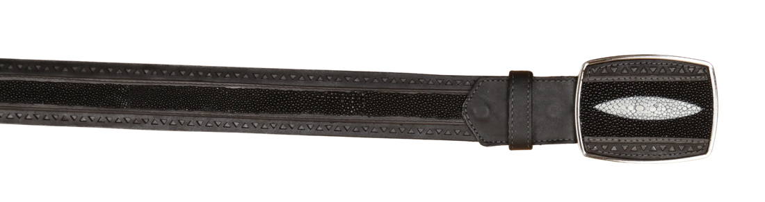 Wild West 2C25U1205 Black Genuine Single Stone Stingray Cowboy Belt