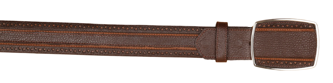 Wild West 2C25U2707 Brown Genuine Leather Cowboy Belt