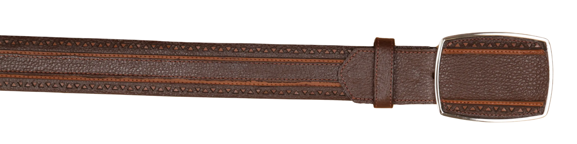 Wild West 2C25U2707 Brown Genuine Leather Cowboy Belt