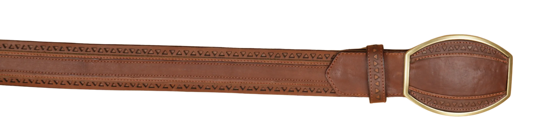 Wild West 2C25U3807 Brown Genuine Leather Cowboy Belt