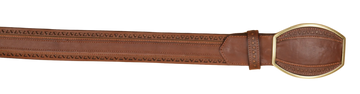 Wild West 2C25U3807 Brown Genuine Leather Cowboy Belt