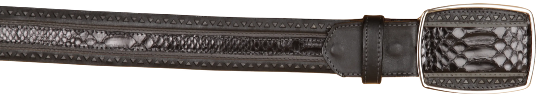 Wild West 2C25U5705 Black Genuine Python Cowboy Belt Suit Essence