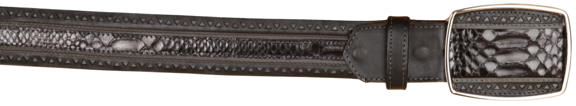 Wild West 2C25U5705 Black Genuine Python Cowboy Belt Suit Essence