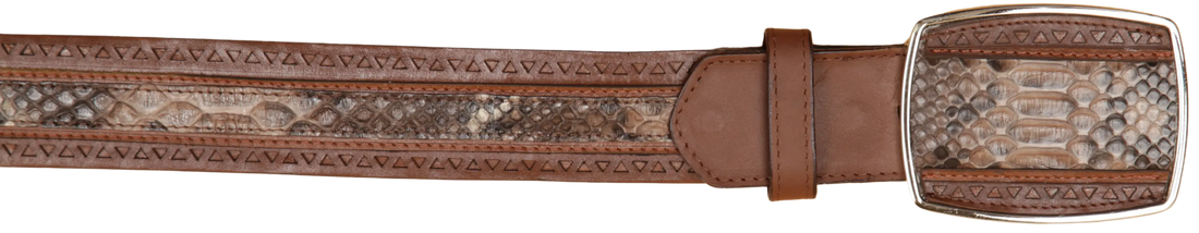 Wild West 2C25U5785 Rustic Brown Genuine Python Cowboy Belt Suit Essence