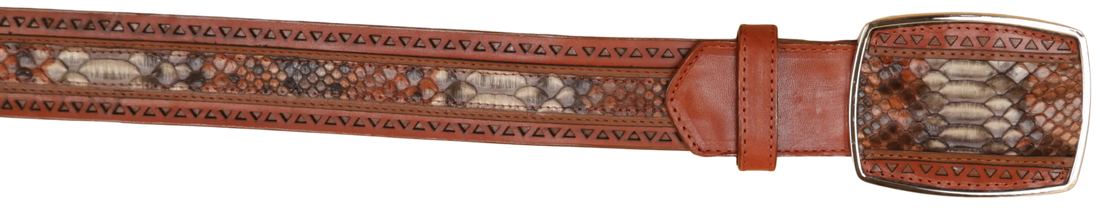 Wild West 2C25U5788 Rustic Cognac Genuine Python Cowboy Belt Suit Essence