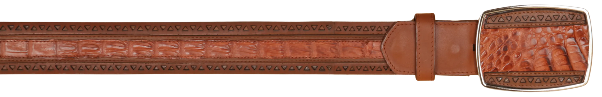 Wild West 2C25U8203 Cognac Genuine Caiman Crocodile Belly Cowboy Belt Suit Essence
