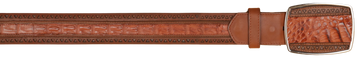 Wild West 2C25U8203 Cognac Genuine Caiman Crocodile Belly Cowboy Belt Suit Essence