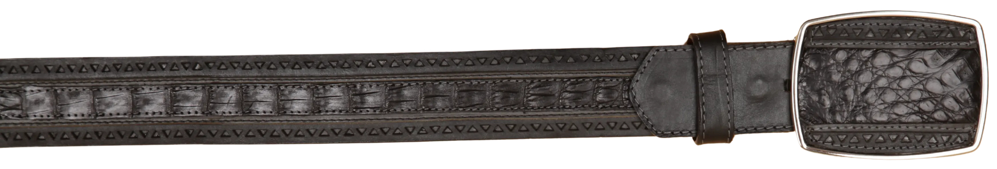 Wild West 2C25U8205 Black Genuine Caiman Crocodile Belly Cowboy Belt Suit Essence