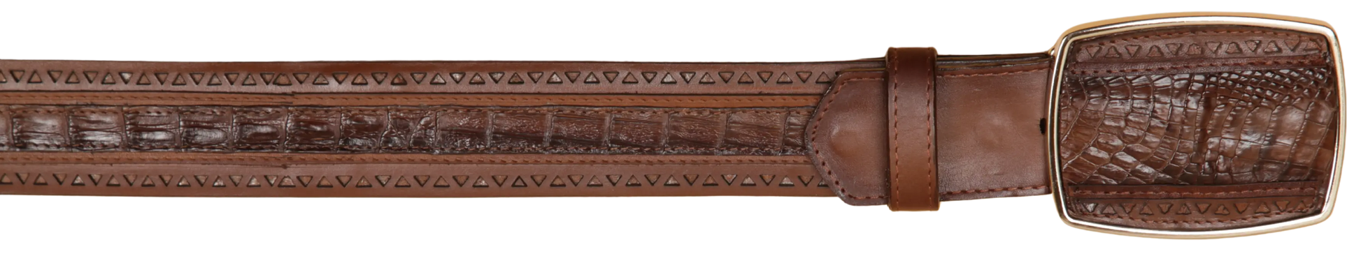 Wild West 2C25U8216 Faded Brown Genuine Caiman Crocodile Belly Cowboy Belt Suit Essence