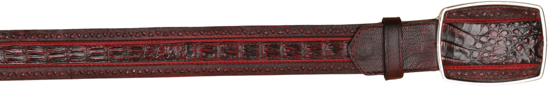 Wild West 2C25U8218 Black Cherry Genuine Caiman Crocodile Belly Cowboy Belt Suit Essence