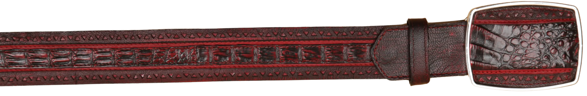Wild West 2C25U8218 Black Cherry Genuine Caiman Crocodile Belly Cowboy Belt Suit Essence