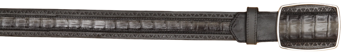Wild West 2C25U8238 Faded Gray Genuine Caiman Crocodile Belly Cowboy Belt Suit Essence