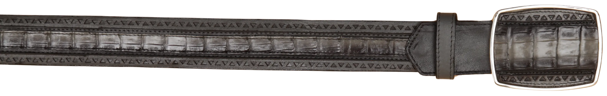 Wild West 2C25U8238 Faded Gray Genuine Caiman Crocodile Belly Cowboy Belt Suit Essence
