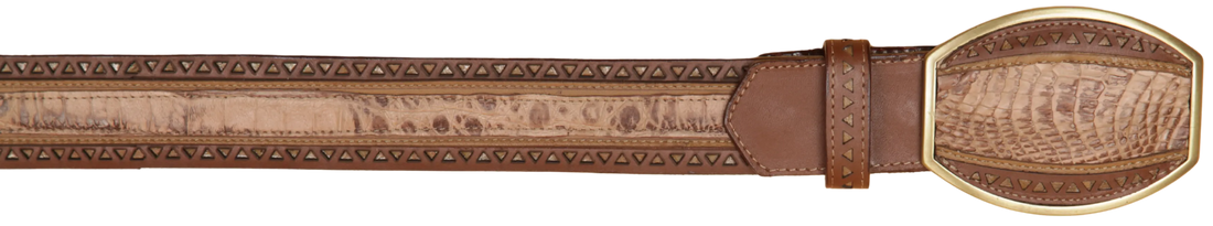 Wild West 2C25U8272 Mocha Genuine Caiman Crocodile Belly Cowboy Belt Suit Essence