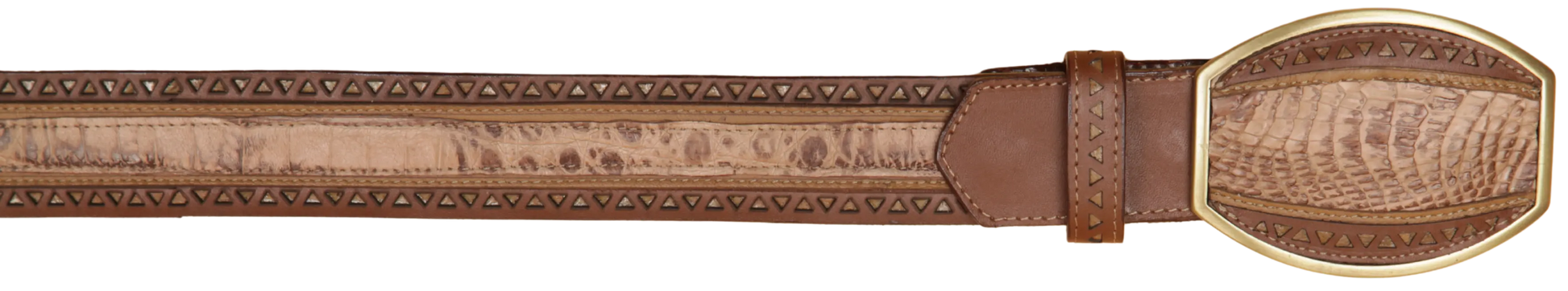 Wild West 2C25U8272 Mocha Genuine Caiman Crocodile Belly Cowboy Belt Suit Essence