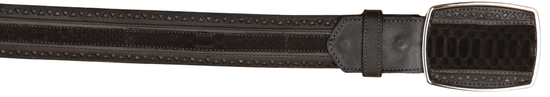 Wild West 2C25UN5705 Nubuck Black Genuine Python Cowboy Belt Suit Essence