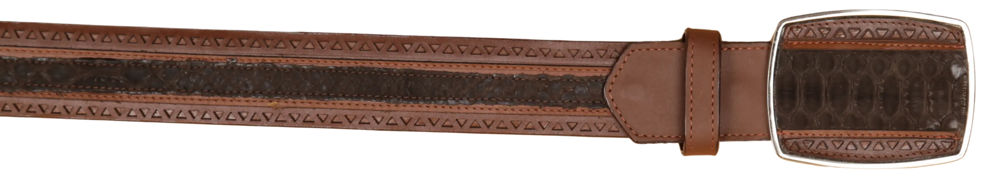 Wild West 2C25UN5707 Nubuck Brown Genuine Python Cowboy Belt Suit Essence